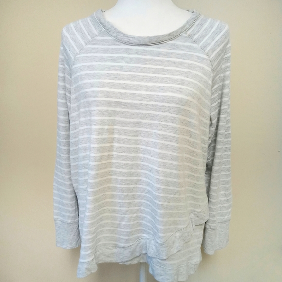 Active Life Modal Athleisure Gray Striped Soft top - Picture 1 of 14